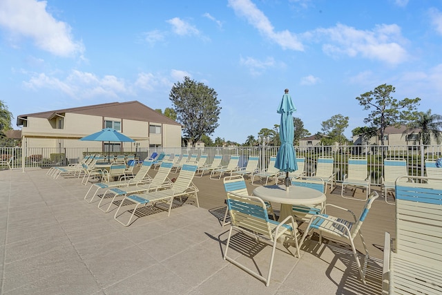 view of swimming pool with a patio area