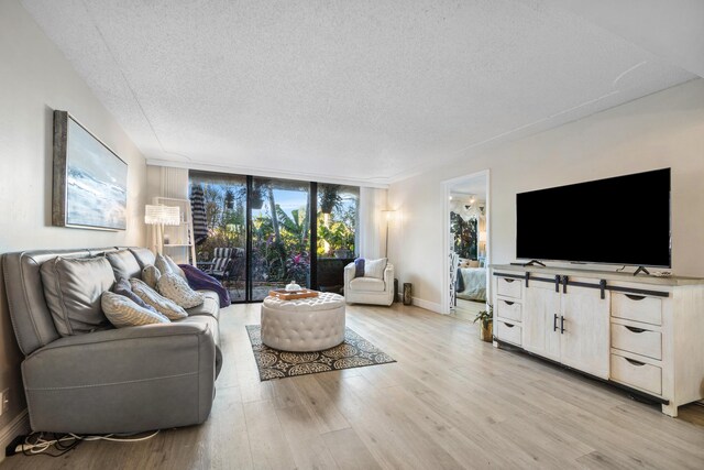 living room with an inviting chandelier and light hardwood / wood-style flooring