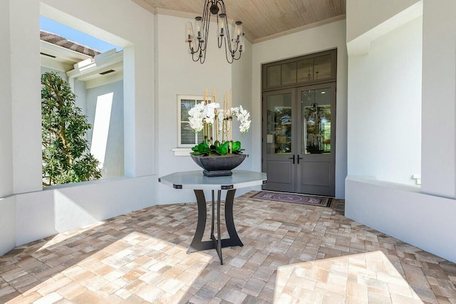 doorway to property featuring french doors