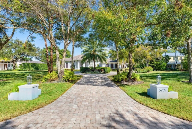 view of front of house with a front lawn