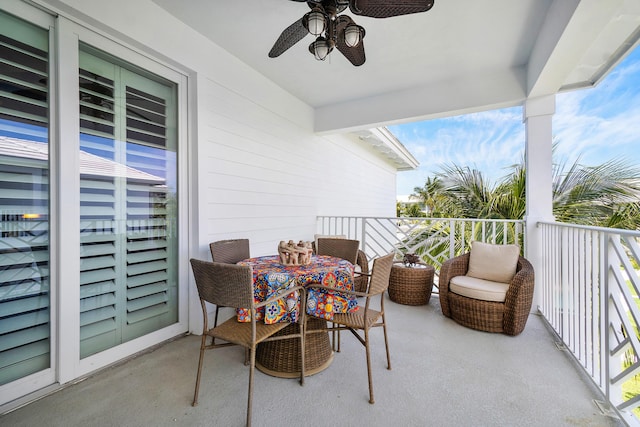 balcony with ceiling fan