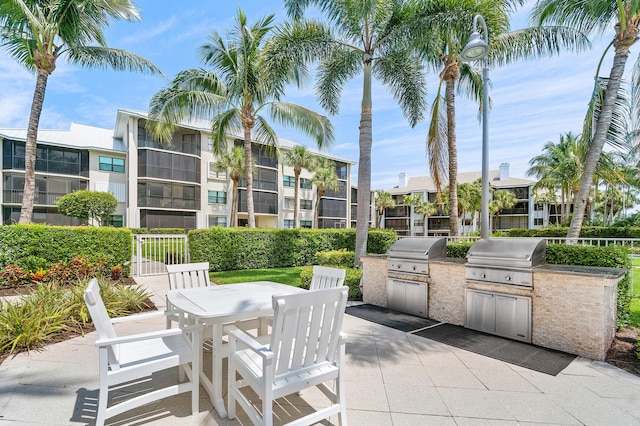 view of patio with a grill and area for grilling