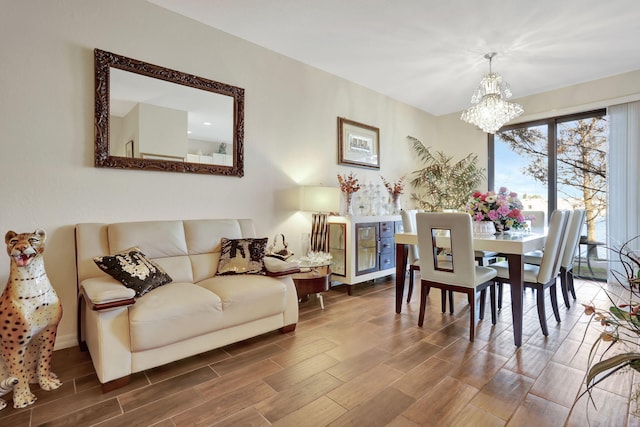 dining room with a notable chandelier