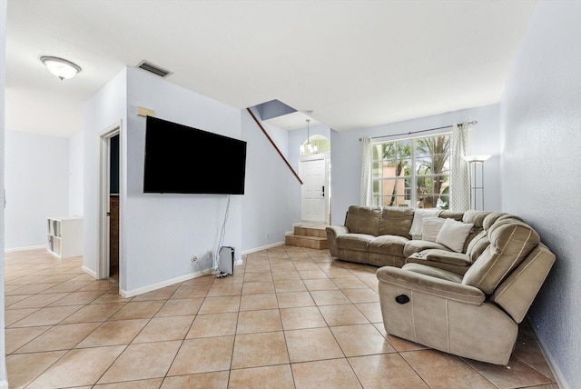 view of tiled living room