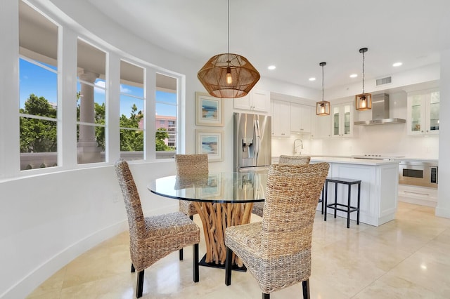 dining room with sink