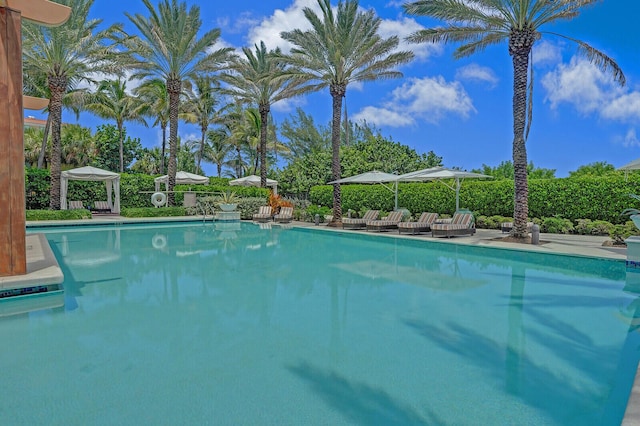 view of pool featuring a gazebo