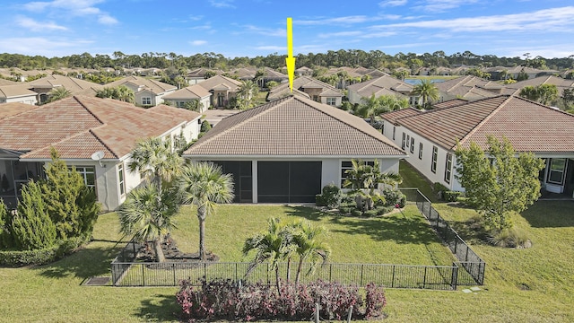 aerial view with a residential view