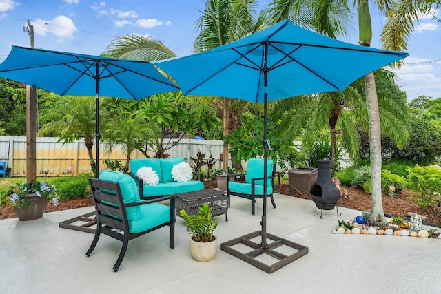 view of patio / terrace with an outdoor living space