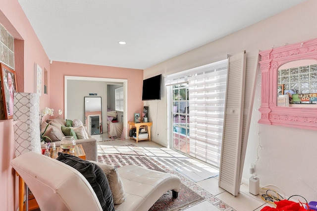 view of tiled living room