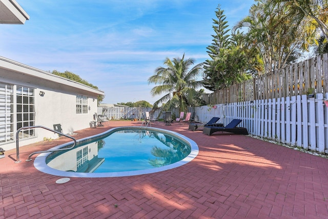 view of swimming pool with a patio