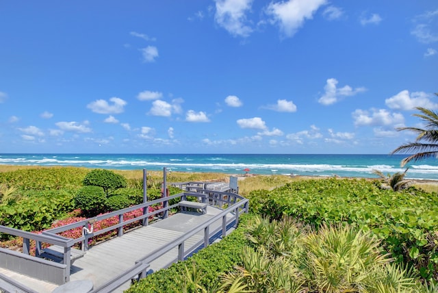 view of water feature featuring a view of the beach