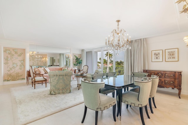 dining room featuring a chandelier