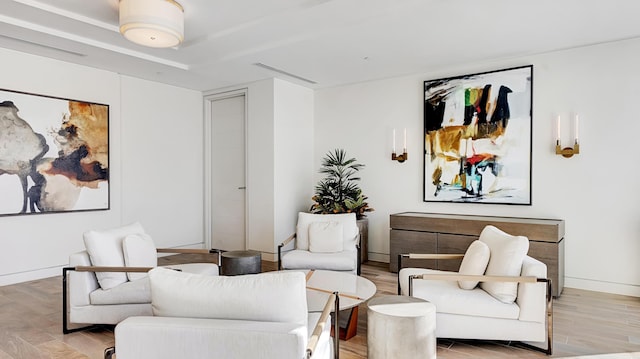 living room featuring light hardwood / wood-style floors