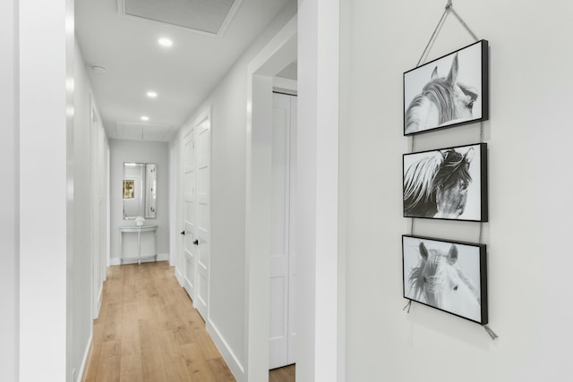 hallway featuring light wood-type flooring