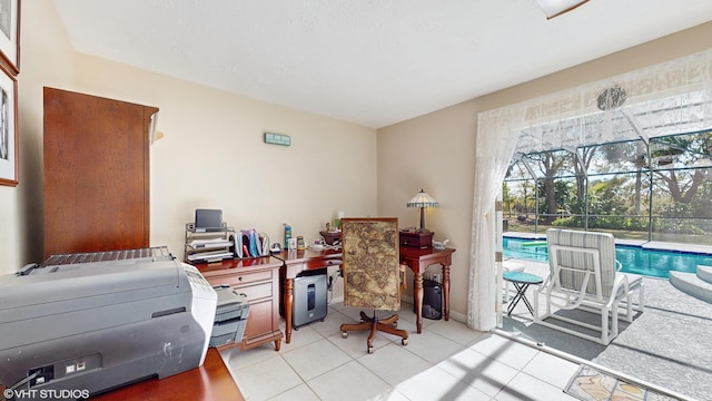 view of tiled home office