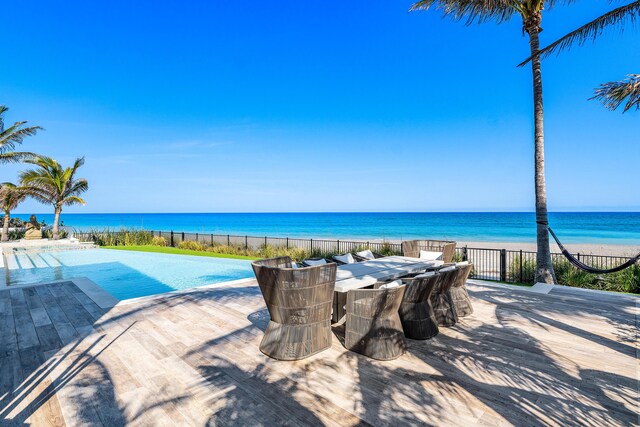 property view of water featuring a view of the beach