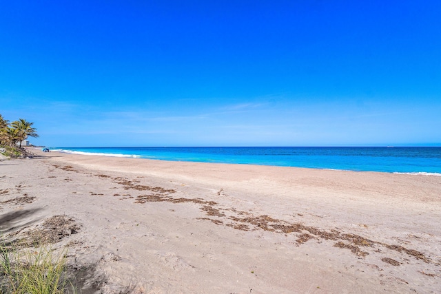 view of water feature featuring a view of the beach