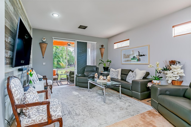 view of tiled living room