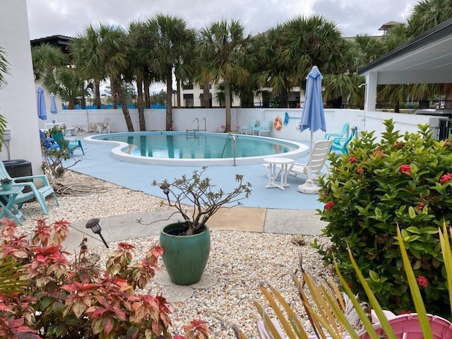 view of pool featuring a patio