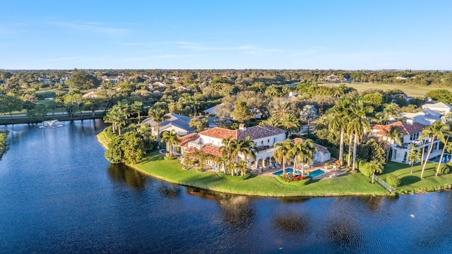 bird's eye view featuring a water view