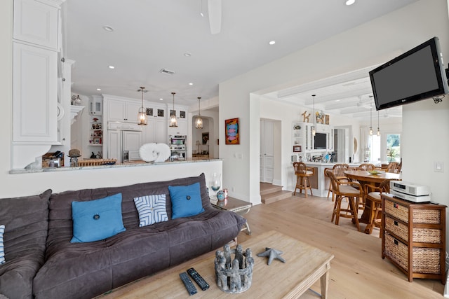 living room with light wood-type flooring