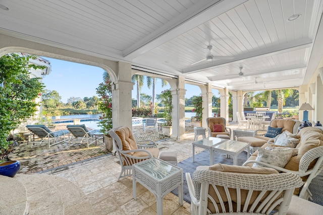 view of patio with ceiling fan