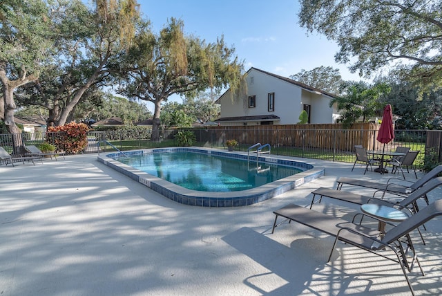 view of swimming pool featuring a patio