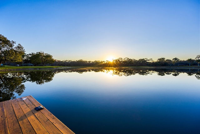 view of dock featuring a water view