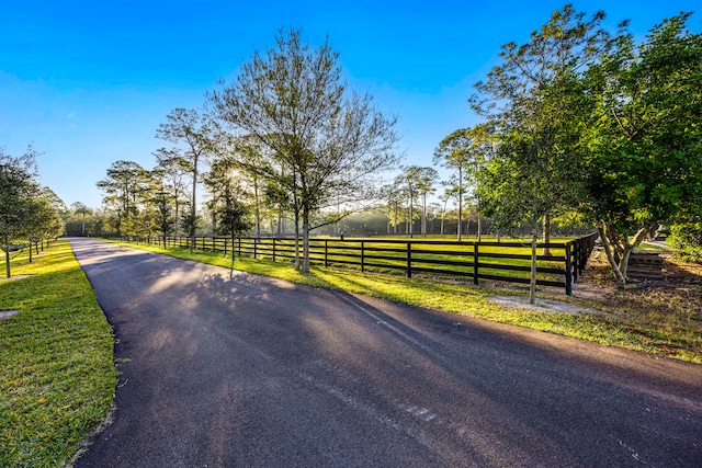 view of street featuring a rural view