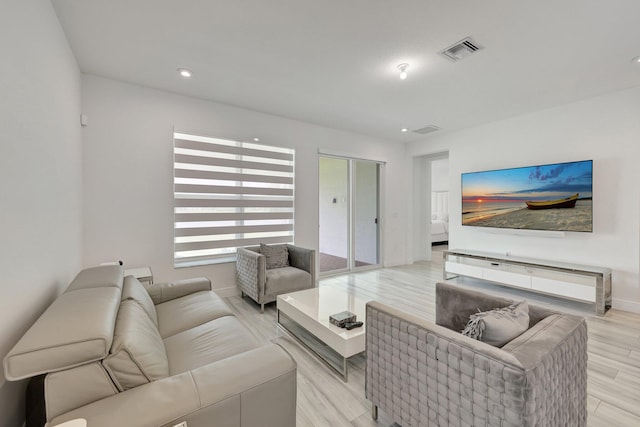 living room featuring light hardwood / wood-style floors