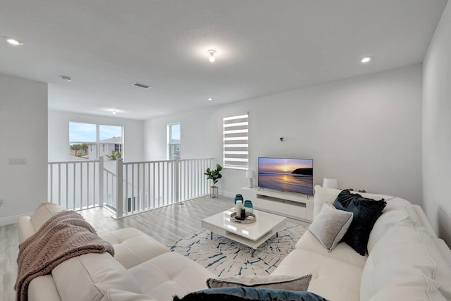 living room with light wood-type flooring