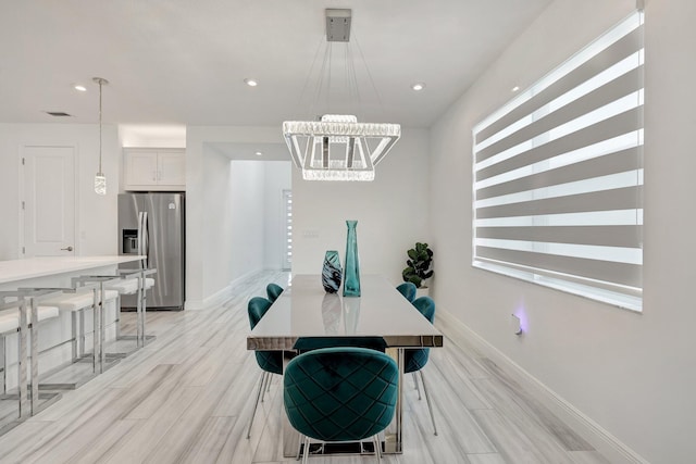 dining room with an inviting chandelier