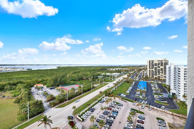 bird's eye view featuring a water view