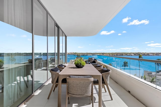 balcony with a water view