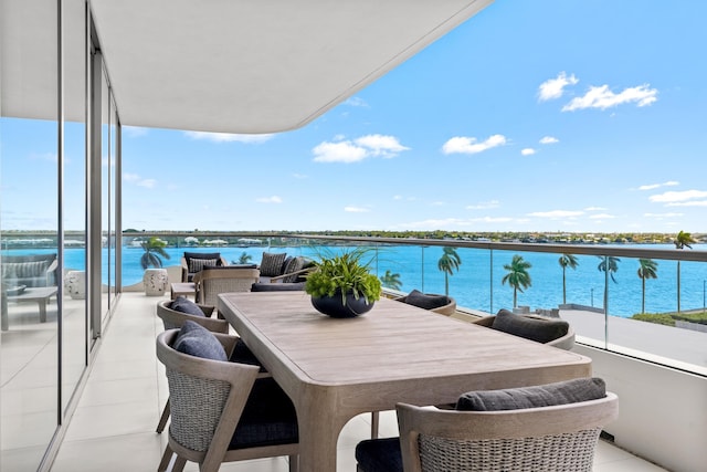 balcony with a water view