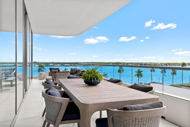 balcony with a water view