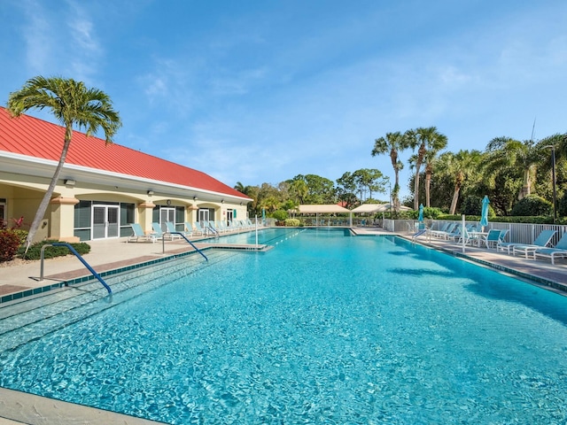 view of pool featuring a patio area