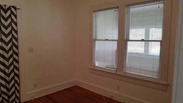 spare room featuring dark hardwood / wood-style floors