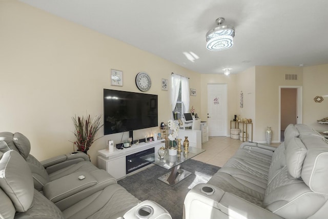 view of tiled living room