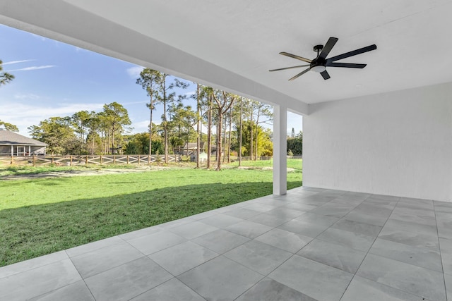 view of patio with ceiling fan