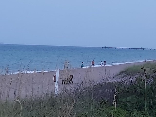 view of water feature featuring a view of the beach