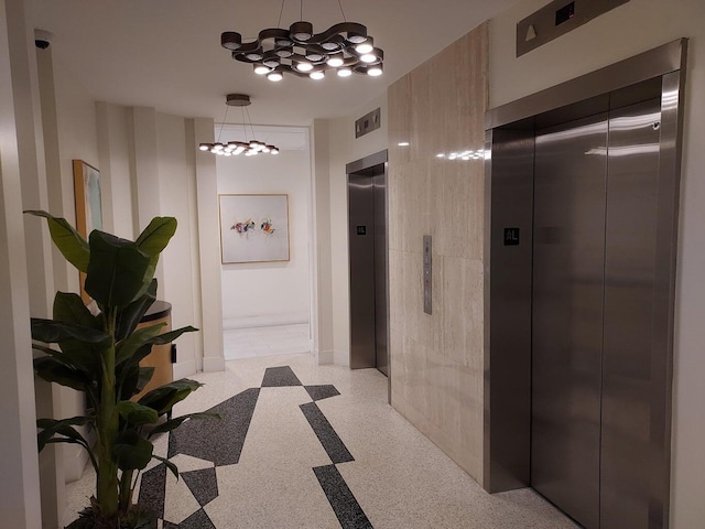 hall featuring elevator