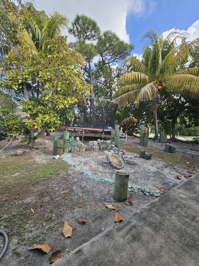 view of yard featuring a trampoline