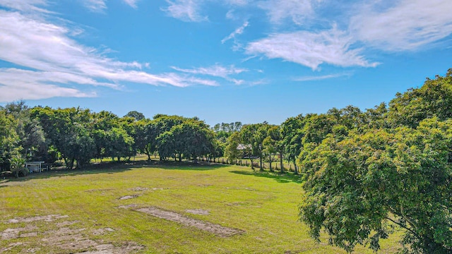 view of yard with a rural view