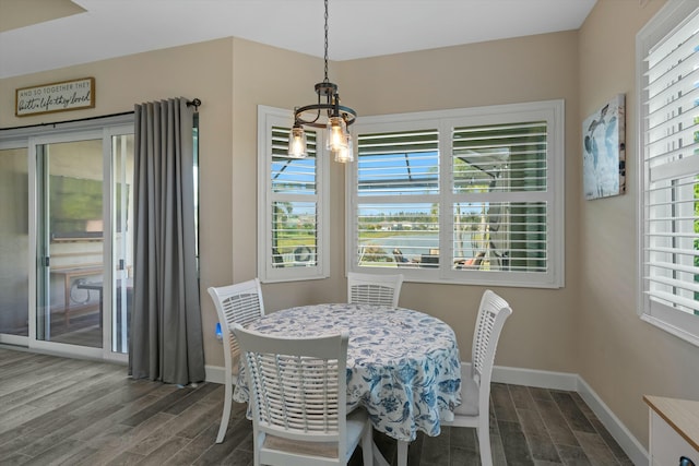 dining space with hardwood / wood-style flooring