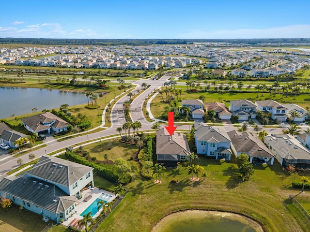 bird's eye view featuring a water view