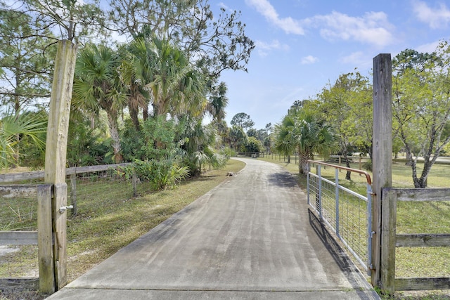 view of street featuring a rural view