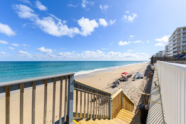 property view of water with a beach view