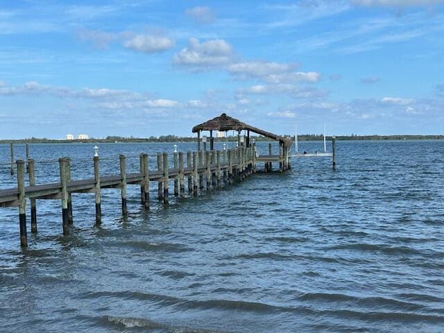 dock area featuring a water view