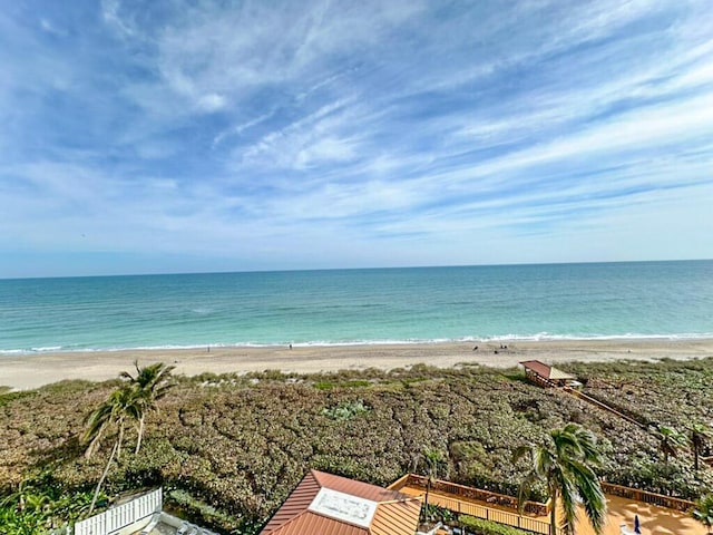 view of water feature featuring a beach view